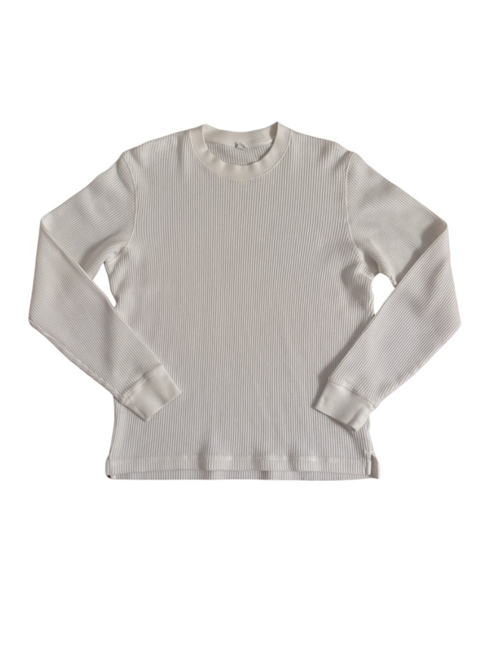 Uniqlo Basic Waffle White Long Sleeve Crew Shirt
